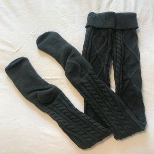 💖Dark Grey Thigh High Cable Knit Socks💖